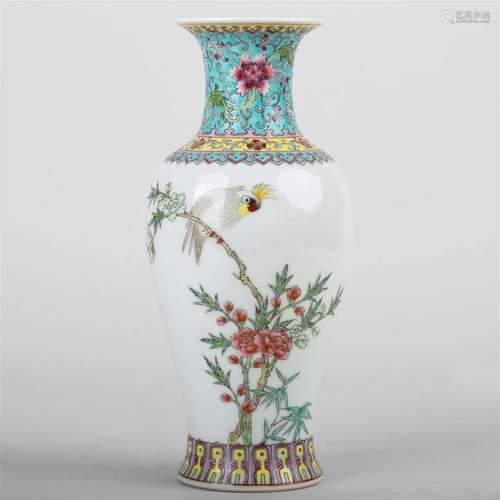 Made in Jingdezhen, China, famille rose flower and bird poet...