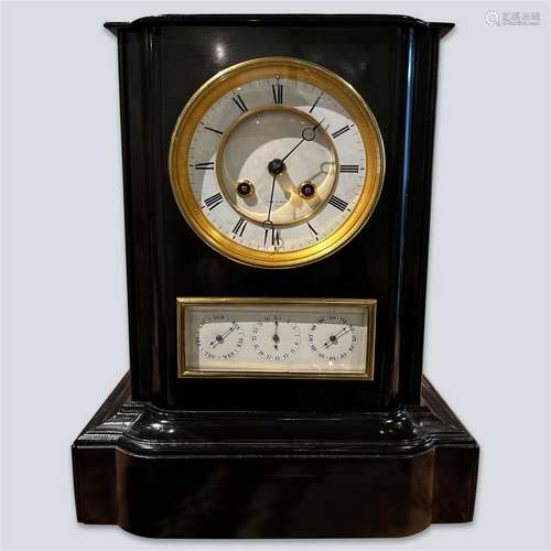 A LATE 19TH CENTURY FRENCH BLACK MARBLE CLOCK WITH CALENDAR ...