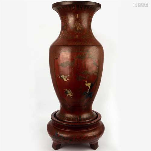 LACQUER CARVED LARGE VASE, KANG XI YEAR