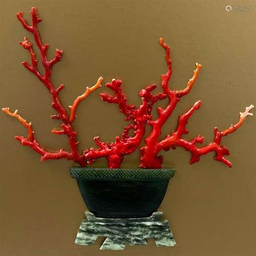 Taiwan red coral ink jade ornament