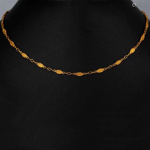 24K pur gold necklace, 8.71g weight, Length about 39 cm