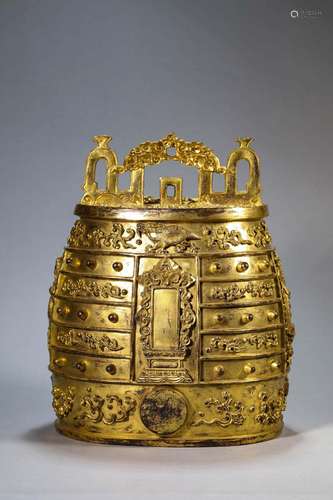 AN IMPERIAL GILT-BRONZE BELL.QING DYNASTY