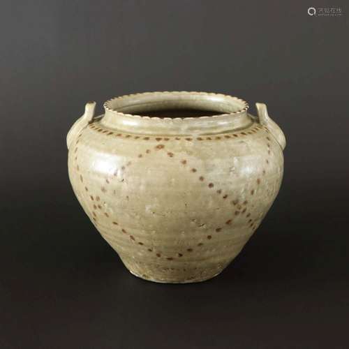 A CELADON-GLAZED JAR.EASTERN JIN