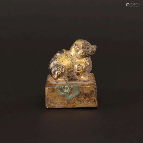 A GILT-BRONZE SEAL.HAN DYNASTY