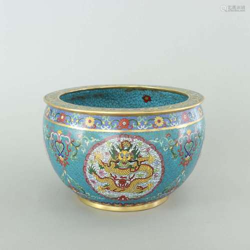 A CLOISONNE ENAMEL CENSER JAR.MARK OF QIANLONG