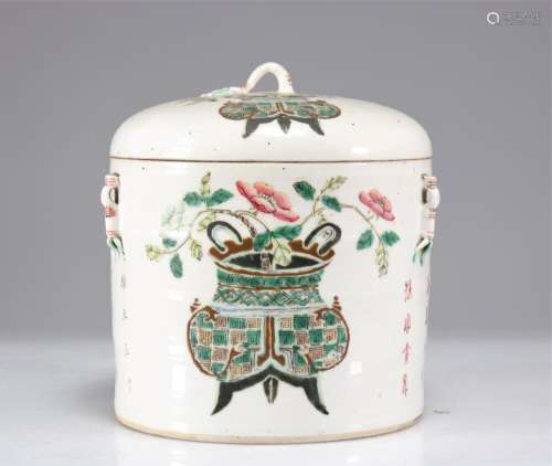 TERRINE COVERED IN PORCELAIN DECORATED WITH FURNITURE FROM T...