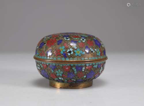 BOX COVERED IN CLOISONNE BONZE