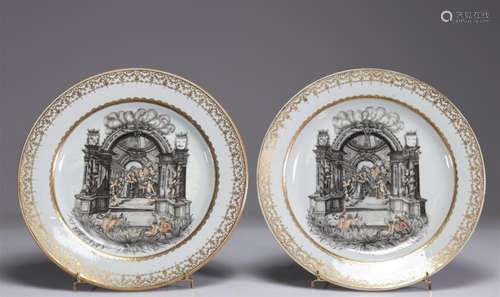 PLATES IN GRISAILLE SYMBOLIC WEDDING SCENE AND 18TH CENTURY ...