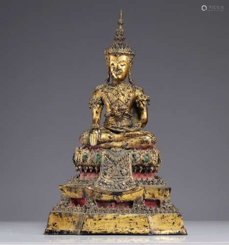 KING BUDDHA IN GILDED BRONZE, THAILAND 18TH CENTURY