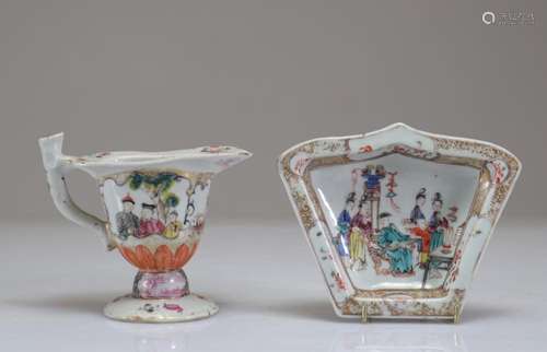 LOT (2) 18TH CENTURY FAMILLE ROSE PORCELAINS DECORATED WITH ...