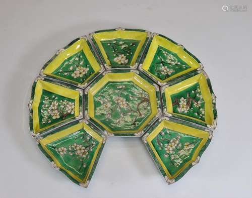 TRAYS (9) IN QING PERIOD PORCELAIN