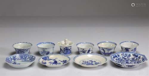 LOT (10) 18TH CENTURY BLUE WHITE BOWLS AND PLATES