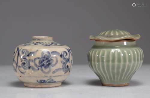 18TH CENTURY CELADON PORCELAIN POTS (2)