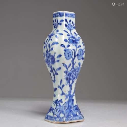 BLUE WHITE PORCELAIN VASE, FRUIT DECORATION, QIANLONG PERIOD