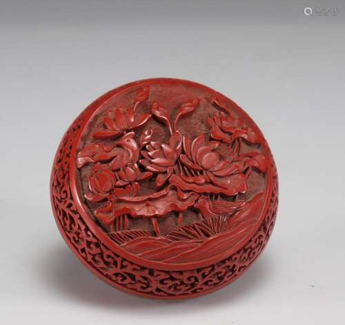 BOX COVERED IN RED CINNABAR LACQUER QING PERIOD