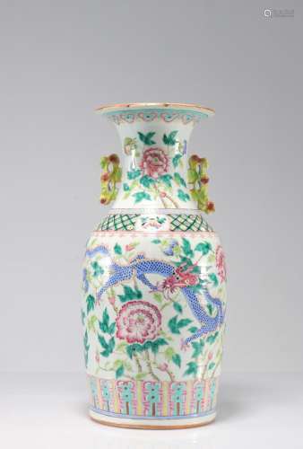 PORCELAIN VASE OF THE PINK FAMILY DECORATED WITH 19TH CENTUR...
