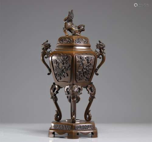 JAPANESE BRONZE INCENSE BURNER FROM THE MEIJI PERIOD