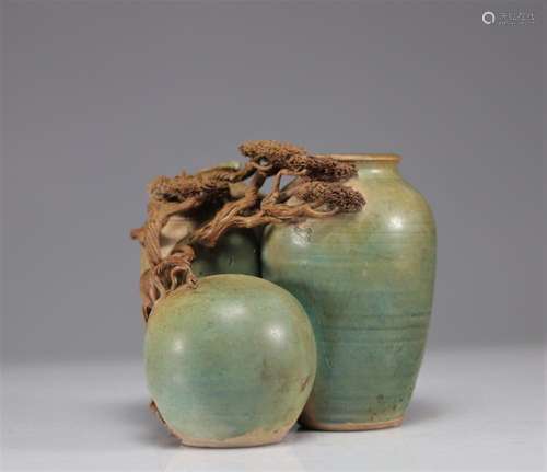 JAPANESE GLAZED EARTHENWARE VASE