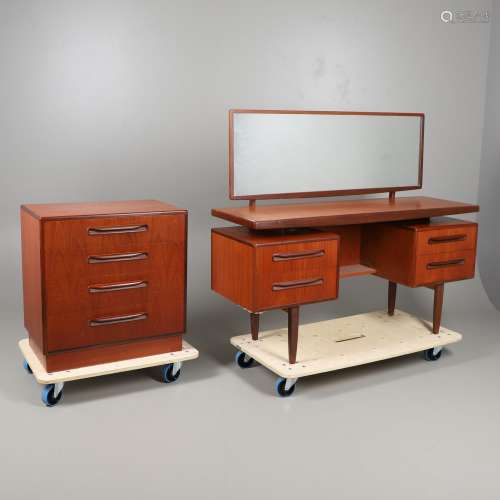 A MID CENTURY G-PLAN TEAK DRESSING TABLE AND MATCHING CHEST ...