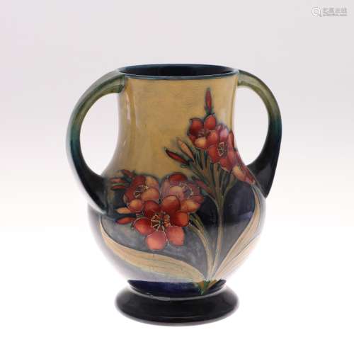 MOORCROFT TWO HANDLED VASE - SPRING FLOWERS.