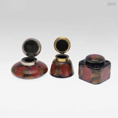 ANTIQUE MOORCROFT INKWELLS - POMEGRANATE.