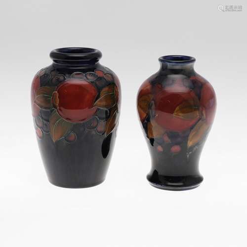 TWO ANTIQUE MOORCROFT VASES - POMEGRANATE.