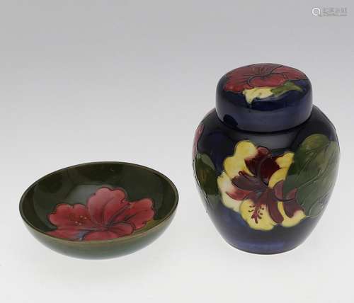 MOORCROFT LIDDED GINGER JAR & BOWL - ORIGINAL PAPER LABE...