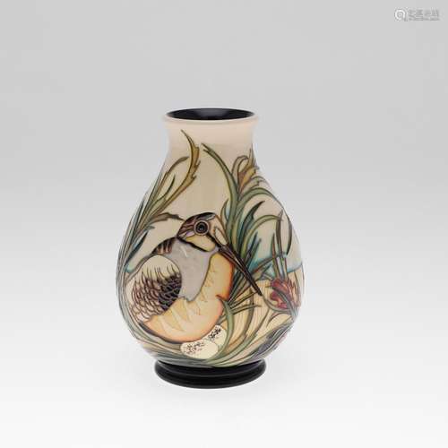 MOORCROFT TRIAL VASE - WOODCOCK.