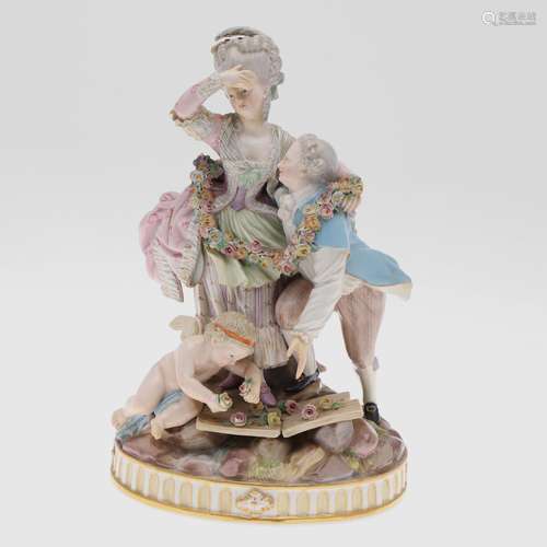 19THC MEISSEN FIGURE GROUP - THE BROKEN BRIDGE.