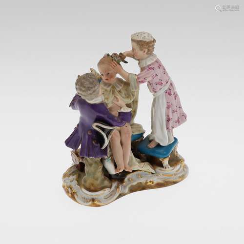 MEISSEN PORCELAIN FIGURE GROUP - YOUNG CHILDREN.