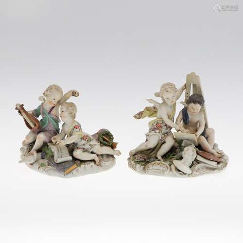 MEISSEN PORCELAIN FIGURE GROUP, & ANOTHER CONTINENTAL PO...