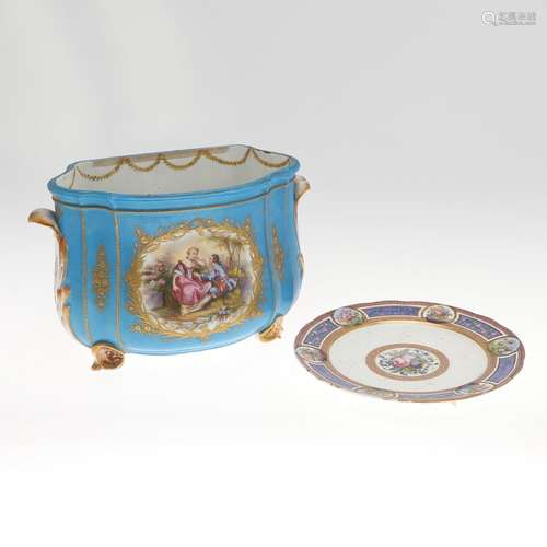 SEVRES PORCELAIN CABINET PLATE - FLOWERS, & SEVRES STYLE...