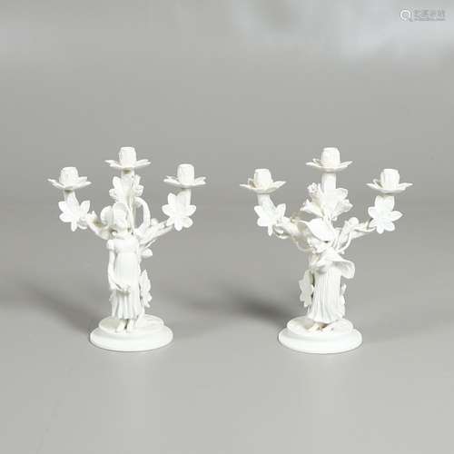 PAIR OF 19THC MOORE BROS PORCELAIN CANDLESBRA.