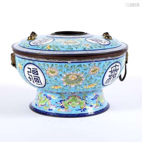 19THC CHINESE CANTON ENAMEL INCENSE BURNER.