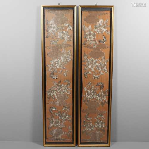 LARGE FRAMED JAPANESE EMBROIDERED PANELS.