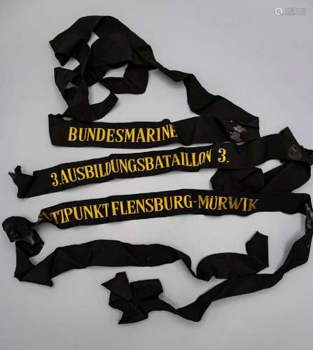 Mützenbänder Marine / Collection of cap ribbons navy, deutsc...