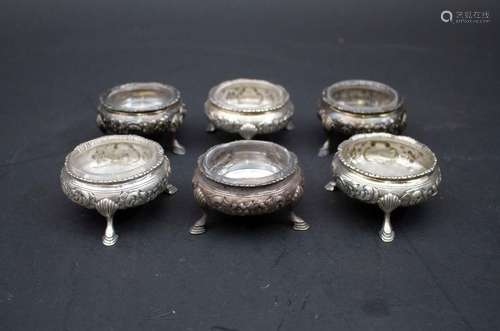 6 Salieren / Gewürzschälchen / A set of 6 salt cellars, Fran...