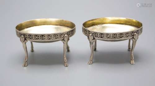 Paar Empire Salieren / A pair of Empire silver salt cellars,...