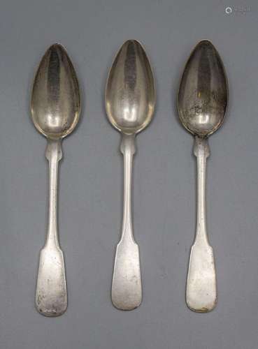 Drei Biedermeier Teelöffel / 3 silver tea spoons, Johann Bal...