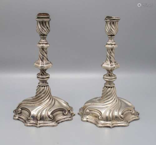 Paar Rokoko Kerzenleuchter / A pair of Rococo silver candles...