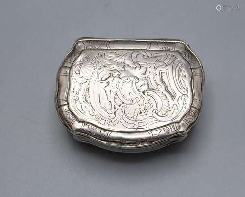 Rokoko Tabatiere / A silver snuffbox / tobacco box, Ath, um ...