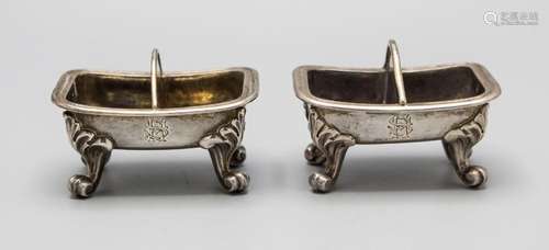 Paar Doppelsalieren / A pair of silver double open salt cell...