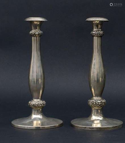 Paar Biedermeier Kerzenleuchter / A pair of Biedermeier silv...