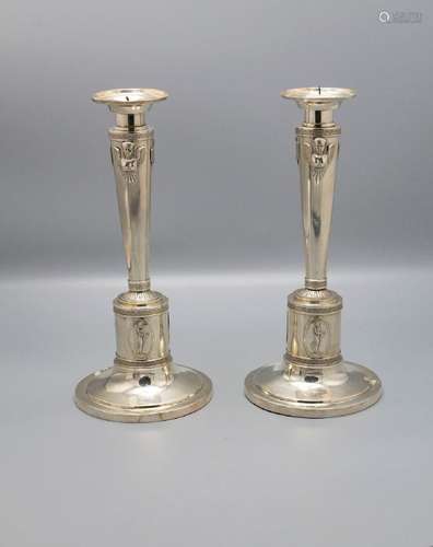 Paar Empire Kerzenleuchter / A pair of Empire silver candles...