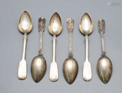 6 Teelöffel / A set of 6 silver tea spoons, Georg Trübner, H...