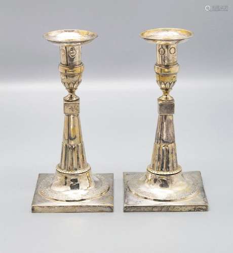 Paar Louis-Seize Kerzenleuchter / A pair of silver candlesti...