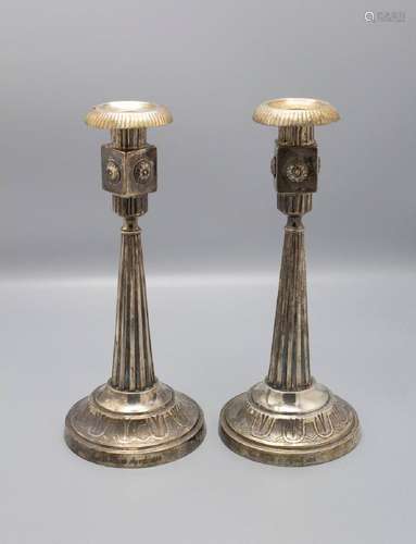 Paar Louis-Seize Kerzenleuchter / A pair of silver candlesti...