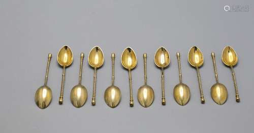 12 Mokkalöffel / 12 silver mocha spoons, Wilhelm Binder, Sch...