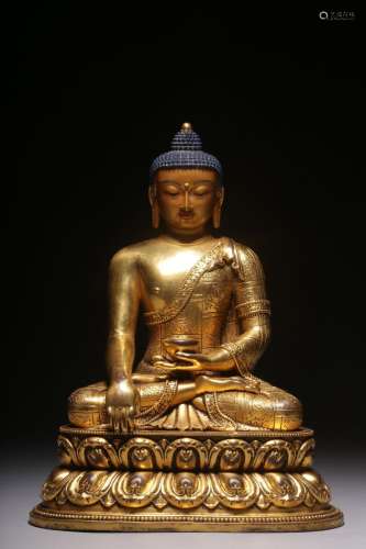 Gilt bronze statue of Shakyamuni