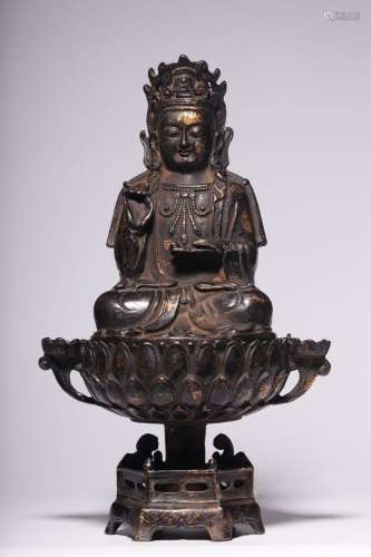 Bronze Lacquer Gold Tathagata Seated Statue